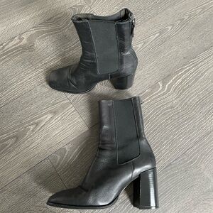 Topshop Leather Black Ankle Boots